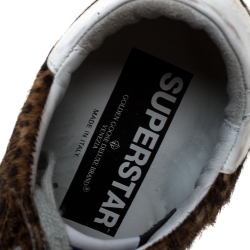 Golden Goose Brown Leopard Print Calfhair and Leather Superstar Low Top Sneakers Size 39