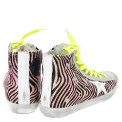 Pre Owned Golden Goose Multicolor Zebra Print Pony Hair And Suede Francy Sneakers Size 38