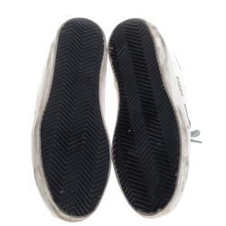 Pre Owned Golden Goose White/Silver Leather Hi Star Sneakers Size 38