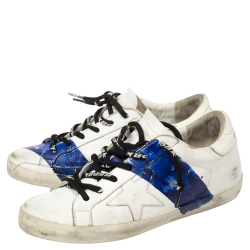 Pre Owned Golden Goose White Leather Superstar Paint Sneakers Size 38