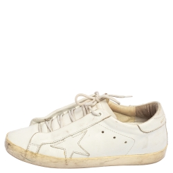 Pre Owned Golden Goose White Leather Superstar Low Top Sneakers Size 39
