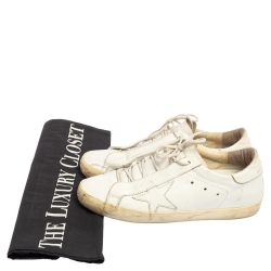 Pre Owned Golden Goose White Leather Superstar Low Top Sneakers Size 39