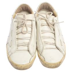 Pre Owned Golden Goose White Leather Superstar Low Top Sneakers Size 39