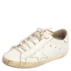Pre Owned Golden Goose White Leather Superstar Low Top Sneakers Size 39