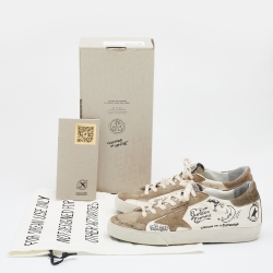 Pre Owned Golden Goose Multicolor Leather and Suede Superstar Sneakers 38