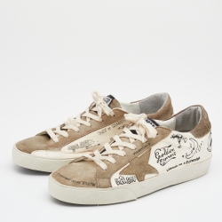 Pre Owned Golden Goose Multicolor Leather and Suede Superstar Sneakers 38