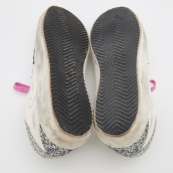 Pre Owned Golden Goose White/Grey Leather And Suede Super Star Low Top Sneakers Size 39