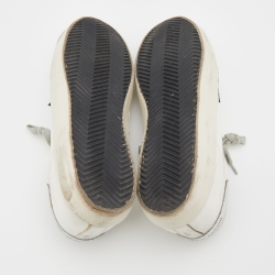 Pre Owned Golden Goose White/Green Leather and Suede Super Star Sneakers Size 39