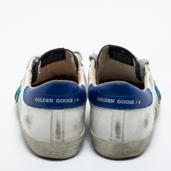 Pre Owned Golden Goose Tricolor Leather, Coarse Glitter and Mesh Super Star Sneakers Size 37