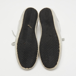 Pre Owned Golden Goose Silver/White Leather and Suede Superstar Sneakers Size 36