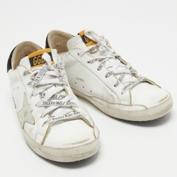 Pre Owned Golden Goose White Leather and Suede Low Top Sneakers Size 39