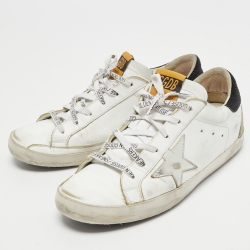 Pre Owned Golden Goose White Leather and Suede Low Top Sneakers Size 39