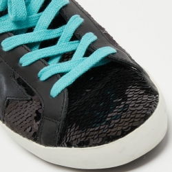 Pre Owned Golden Goose Black Sequin Superstar Sneakers Size 38