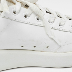 Pre Owned Golden Goose White/Silver Leather and Glitter Purestar Sneakers Size 36