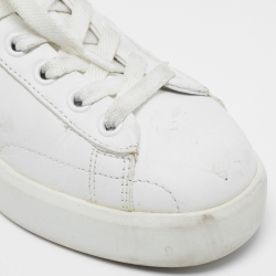 Pre Owned Golden Goose White/Silver Leather and Glitter Purestar Sneakers Size 36