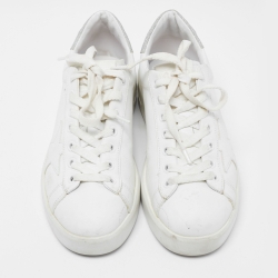 Pre Owned Golden Goose White/Silver Leather and Glitter Purestar Sneakers Size 36