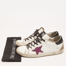 Pre Owned Golden Goose White Leather Superstar Sneakers Size 38