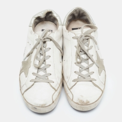 Golden Goose White/Grey Leather Superstar Sneakers Size 41