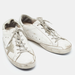 Golden Goose White/Grey Leather Superstar Sneakers Size 41