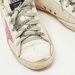 Pre Owned Golden Goose White Canvas and Leather Superstar Sneakers Size 36