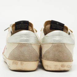 Pre Owned Golden Goose White Canvas and Leather Superstar Sneakers Size 36