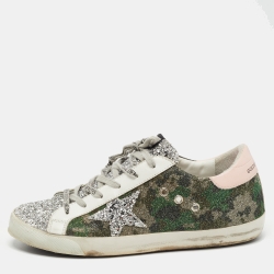 Golden Goose Multicolor Glitter and Leather Superstar Lace Up