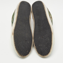 Pre Owned Golden Goose Multicolor Glitter and Leather Superstar Lace Up Sneakers Size 40