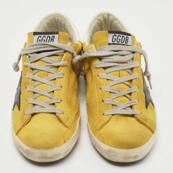 Pre Owned Golden Goose Yellow Leather Superstar Sneakers Size 38