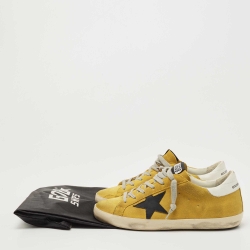 Pre Owned Golden Goose Yellow Leather Superstar Sneakers Size 38
