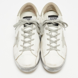 Pre Owned Golden Goose White Leather Superstar Sneakers Size 41