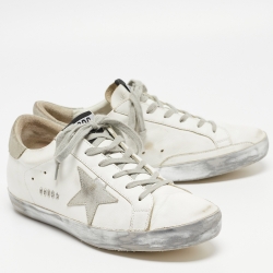 Pre Owned Golden Goose White Leather Superstar Sneakers Size 41