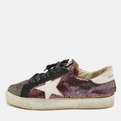Purple Leather And Suede Sequin May Sneakers