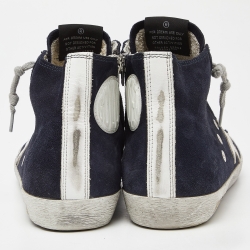 Pre Owned Golden Goose Blue Suede Francy Lace Up High Top Sneakers Size 39