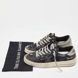 Pre Owned Golden Goose Black/Grey Leather and Mesh Stardan Low Top Sneakers Size 39