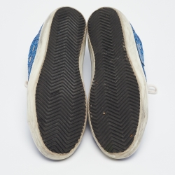 Pre Owned Golden Goose Blue Coarse Glitter Superstar Sneakers Size 38