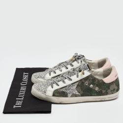 Pre Owned Golden Goose Multicolor Camo Lurex Fabric Superstar Sneakers Size 40