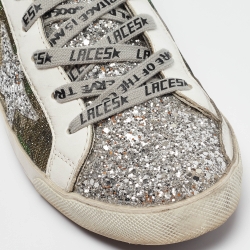 Pre Owned Golden Goose Multicolor Camo Lurex Fabric Superstar Sneakers Size 40