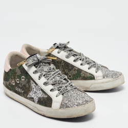 Pre Owned Golden Goose Multicolor Camo Lurex Fabric Superstar Sneakers Size 40