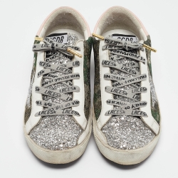 Pre Owned Golden Goose Multicolor Camo Lurex Fabric Superstar Sneakers Size 40