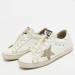 Pre Owned Golden Goose White Leather Superstar Sneakers Size 37