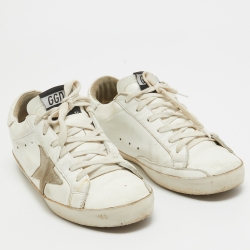 Pre Owned Golden Goose White Leather Superstar Sneakers Size 37
