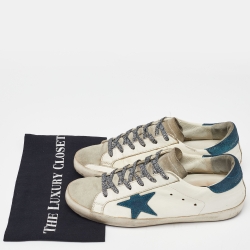 Pre Owned Golden Goose White/Grey Suede and Leather Superstar Low Top Sneakers Size 41