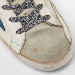 Pre Owned Golden Goose White/Grey Suede and Leather Superstar Low Top Sneakers Size 41