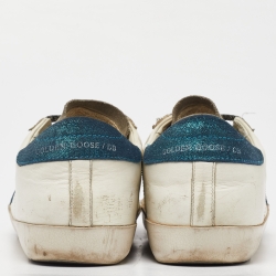 Pre Owned Golden Goose White/Grey Suede and Leather Superstar Low Top Sneakers Size 41