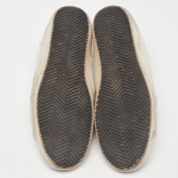 Pre Owned Golden Goose White/Grey Suede and Leather Superstar Low Top Sneakers Size 41