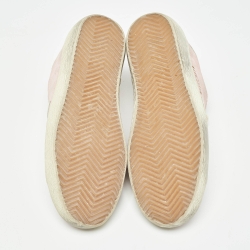 Pre Owned Golden Goose Pink/White Suede and Leather Superstar Sneakers Size 36