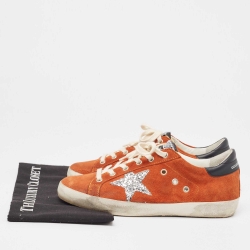 Pre Owned Golden Goose Orange Suede Superstar Sneakers Size 40