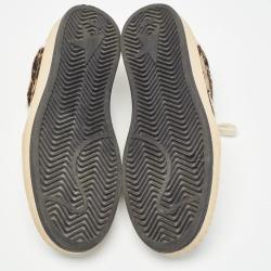 Pre Owned Golden Goose Tricolor Calf Hair And Leather Sneakers Size 38