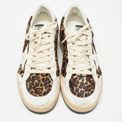 Pre Owned Golden Goose Tricolor Calf Hair And Leather Sneakers Size 38
