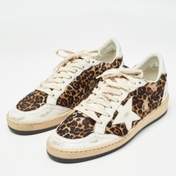 Pre Owned Golden Goose Tricolor Calf Hair And Leather Sneakers Size 38